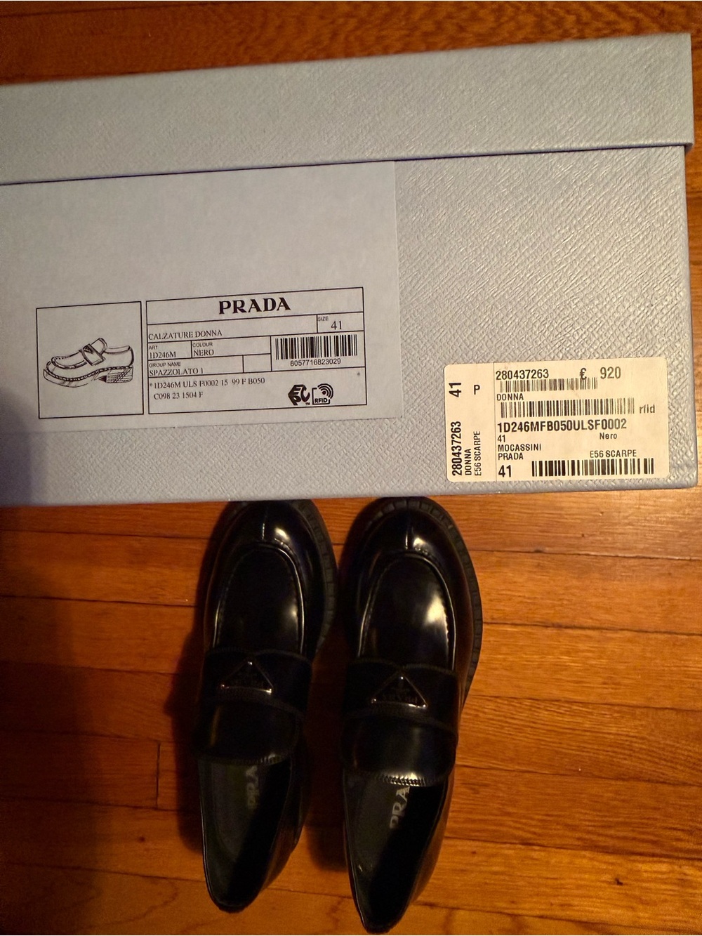 Prada Black brushed leather loafers - Picture 4 of 5